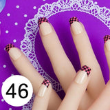 JQ 24pcs Full Cover Fake Nail Art Design With Nail Adhesive Glue Tab 10 Sizes Acrylic Press On Nail Tips False Nail Faux Ongles