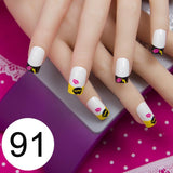 JQ 24pcs Full Cover Fake Nail Art Design With Nail Adhesive Glue Tab 10 Sizes Acrylic Press On Nail Tips False Nail Faux Ongles