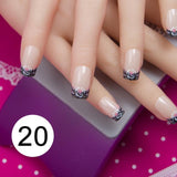 JQ 24pcs Full Cover Fake Nail Art Design With Nail Adhesive Glue Tab 10 Sizes Acrylic Press On Nail Tips False Nail Faux Ongles
