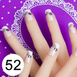 JQ 24pcs Full Cover Fake Nail Art Design With Nail Adhesive Glue Tab 10 Sizes Acrylic Press On Nail Tips False Nail Faux Ongles