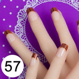 JQ 24pcs Full Cover Fake Nail Art Design With Nail Adhesive Glue Tab 10 Sizes Acrylic Press On Nail Tips False Nail Faux Ongles