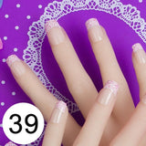JQ 24pcs Full Cover Fake Nail Art Design With Nail Adhesive Glue Tab 10 Sizes Acrylic Press On Nail Tips False Nail Faux Ongles