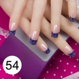 JQ 24pcs Full Cover Fake Nail Art Design With Nail Adhesive Glue Tab 10 Sizes Acrylic Press On Nail Tips False Nail Faux Ongles