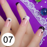 JQ 24pcs Full Cover Fake Nail Art Design With Nail Adhesive Glue Tab 10 Sizes Acrylic Press On Nail Tips False Nail Faux Ongles
