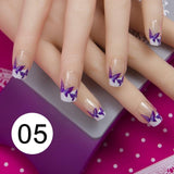 JQ 24pcs Full Cover Fake Nail Art Design With Nail Adhesive Glue Tab 10 Sizes Acrylic Press On Nail Tips False Nail Faux Ongles