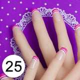 JQ 24pcs Full Cover Fake Nail Art Design With Nail Adhesive Glue Tab 10 Sizes Acrylic Press On Nail Tips False Nail Faux Ongles