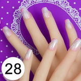 JQ 24pcs Full Cover Fake Nail Art Design With Nail Adhesive Glue Tab 10 Sizes Acrylic Press On Nail Tips False Nail Faux Ongles