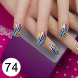 JQ 24pcs Full Cover Fake Nail Art Design With Nail Adhesive Glue Tab 10 Sizes Acrylic Press On Nail Tips False Nail Faux Ongles