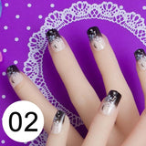 JQ 24pcs Full Cover Fake Nail Art Design With Nail Adhesive Glue Tab 10 Sizes Acrylic Press On Nail Tips False Nail Faux Ongles