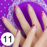 JQ 24pcs Full Cover Fake Nail Art Design With Nail Adhesive Glue Tab 10 Sizes Acrylic Press On Nail Tips False Nail Faux Ongles
