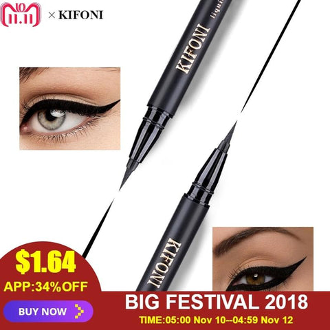 KIFONI 1PCS New Brand Beauty Cat Style Black Long-lasting Waterproof Liquid Eyeliner Eye Liner Pen Pencil Makeup Cosmetic Tool