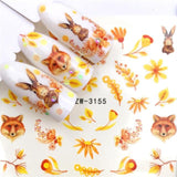 LCJ 1PC Nail Stickers Water Decal Animal Flower Plant Pattern 3D Manicure Sticker Nail Art Decoration