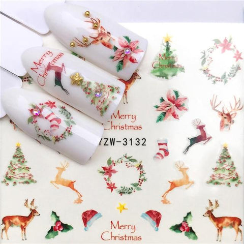 LCJ 1PC Nail Stickers Water Decal Animal Flower Plant Pattern 3D Manicure Sticker Nail Art Decoration