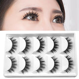 Learnever 5 Pairs Eyelashes False Eyelash Handmade Crossing False Eyelashes Long Black Soft Fake Eyelashes Extension Big Eyes