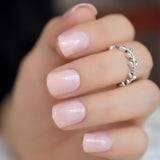 Light Pink Candy Fake Nails Short Round Soft Pre-designed Nail Tips Concise Manicure Accessories Easy DIY Salon Products P01