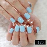 Light Pink Candy Fake Nails Short Round Soft Pre-designed Nail Tips Concise Manicure Accessories Easy DIY Salon Products P01