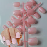Light Pink Candy Fake Nails Short Round Soft Pre-designed Nail Tips Concise Manicure Accessories Easy DIY Salon Products P01