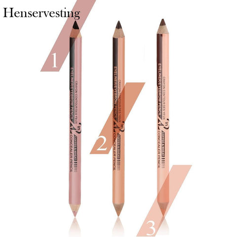 Long-lasting Double Pen+Concealer Eye Stick Makeup 3 Eyebrow Colors Pencil 1PC Ended 2 Waterproof Eyeliner Eyeliner Sexy in1 Pro