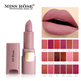 MISS ROSE Brand New Moisturizing 18 Colors Matte Lipstick Sexy Red Lips Nude Lipstick Matte Cosmetics Lip Stick Makeup
