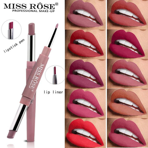 MISS ROSE Double-end Matte Lipstick Full Professional Waterproof Make up Lipstick Long-Lasting Cosmetics Korean Style Tint Lip