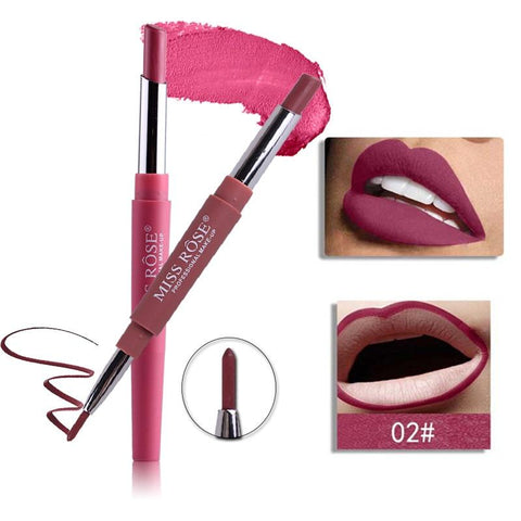 MISS ROSE New Matte Lipstick Pencils Lips Batom Sexy Nude Color Cosmetics Pigments Double-end Waterproof Matt Lip Liner Makeup
