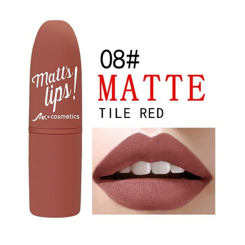 MK Brand 12 Colors Nude Matte Lipsticks batom mate Sexy Lips Color Cosmetics Waterproof Long Lasting Lipgloss Lip Tint Makeup
