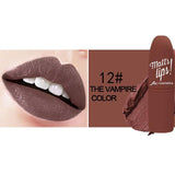 MK Lipstick Matte Waterproof Long Lasting Velvety Lip Stick 12Colors Sexy Red Brown Pigments Makeup Matte Lipstick Beauty Lips
