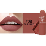 MK Lipstick Matte Waterproof Long Lasting Velvety Lip Stick 12Colors Sexy Red Brown Pigments Makeup Matte Lipstick Beauty Lips