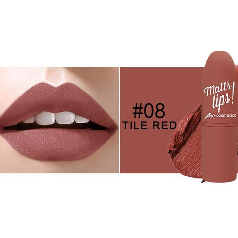 MK Lipstick Matte Waterproof Long Lasting Velvety Lip Stick 12Colors Sexy Red Brown Pigments Makeup Matte Lipstick Beauty Lips