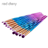 Makeup Brush Rainbow Makeup Brushes Set 10pcs Rhinestone Tools Pro Powder Foundation Eye Lip Concealer Face colrful Brush Kit