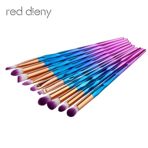 Makeup Brush Rainbow Makeup Brushes Set 10pcs Rhinestone Tools Pro Powder Foundation Eye Lip Concealer Face colrful Brush Kit