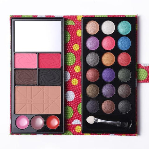 Makeup Set 18 Color Shimmer Eyeshadow Palette + 3 Color Lipstick + Blusher + Eyebrow Powder + Face Skin Finish Powder with Brush