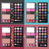 Makeup Set 18 Color Shimmer Eyeshadow Palette + 3 Color Lipstick + Blusher + Eyebrow Powder + Face Skin Finish Powder with Brush