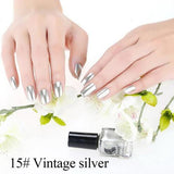 Manooby 2018 Hottest Effect Nail Polish Metallic Lacquer Silver Nail Mirror Effect Metal Gold Nail Gel Polish Base Top Nails Art