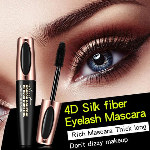 Manooby 4D Silk Fiber Eyelash Mascara Liquid Black Thick Length Non-dizzy Eye Lashes Makeup Tool Waterproof Lasting 3D Mascara