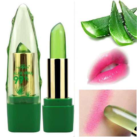 Manooby Aloe Vera Natural Moisturizer Lipstick Temperature Changed Color Lipblam Natural Magic Pink Protector Lips Cosmetics