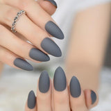 Many Colors Matte Fake Nail Set Black Red Pink Frosted Stiletto Artificial Nail Eraser Touch les faux ongles noir mat 24 Count