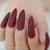 Many Colors Matte Fake Nail Set Black Red Pink Frosted Stiletto Artificial Nail Eraser Touch les faux ongles noir mat 24 Count