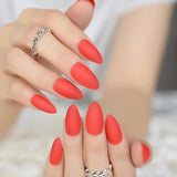 Many Colors Matte Fake Nail Set Black Red Pink Frosted Stiletto Artificial Nail Eraser Touch les faux ongles noir mat 24 Count