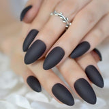 Many Colors Matte Fake Nail Set Black Red Pink Frosted Stiletto Artificial Nail Eraser Touch les faux ongles noir mat 24 Count
