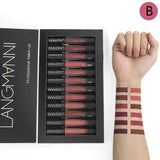 Maquiage brand 12pcs/lot lip kit matte Lipstick Waterproof Nutritious Velvet lip stick Red Tint Nude batom makeup set