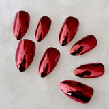 Mirror Silver False Nails STILETTO Point Metallic Acrylic Nail Tips 24pcs/kit Easy for Daily wear