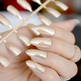 Mirror Silver False Nails STILETTO Point Metallic Acrylic Nail Tips 24pcs/kit Easy for Daily wear