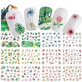 Mixed 12 Nail Designs Water Transfer Sticker Nail Art DIY Tattoo Slider Flamingo Flower Feather Polish Manicure Set CHBN865-876