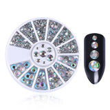 Mixed Silver Round Nail Art Decoration in Wheel Nail Rhinestones for Acrylic UV Gel Shinning Body Art Nail Accessories