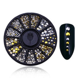 Mixed Silver Round Nail Art Decoration in Wheel Nail Rhinestones for Acrylic UV Gel Shinning Body Art Nail Accessories