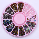 Mixed Silver Round Nail Art Decoration in Wheel Nail Rhinestones for Acrylic UV Gel Shinning Body Art Nail Accessories