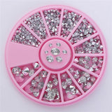 Mixed Silver Round Nail Art Decoration in Wheel Nail Rhinestones for Acrylic UV Gel Shinning Body Art Nail Accessories