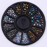 Mixed Silver Round Nail Art Decoration in Wheel Nail Rhinestones for Acrylic UV Gel Shinning Body Art Nail Accessories