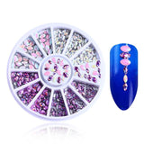 Mixed Silver Round Nail Art Decoration in Wheel Nail Rhinestones for Acrylic UV Gel Shinning Body Art Nail Accessories